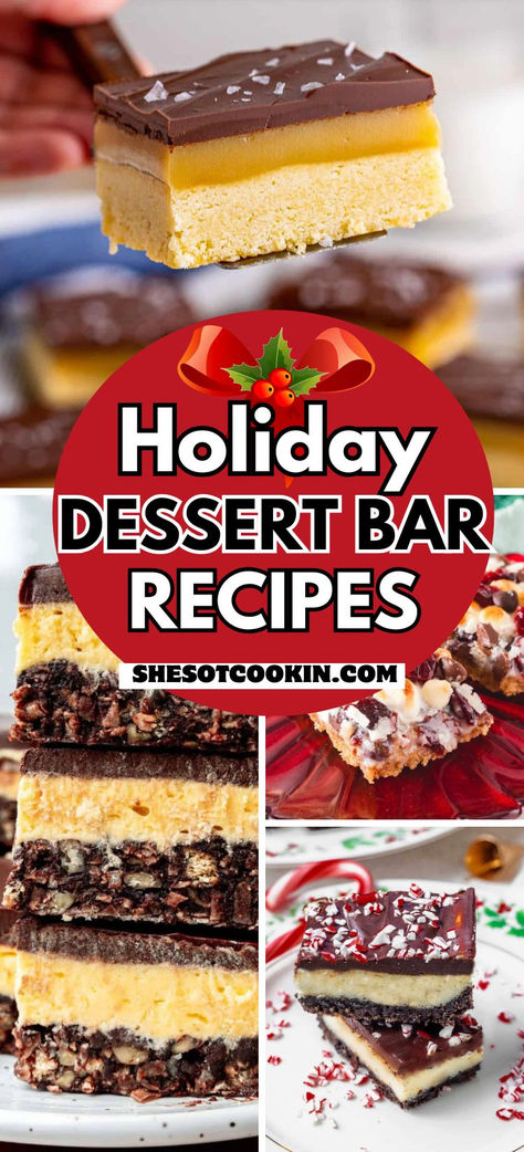 Non Refrigerated Desserts Parties, Work Desserts Treats, Delicious Bars Recipes, Desserts That Keep At Room Temp, Winter Bar Recipes, Easy Holiday Bars, Christmas Millionaire Bars, Quick Dessert Bars, Squares And Bars Recipes Christmas