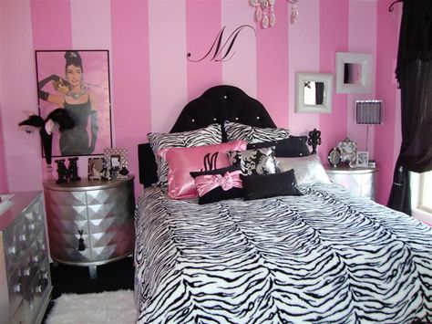 Bing : tween rooms for girls Hollywood Glamour Bedroom, Teen Girl Bedroom Designs, Zebra Bedroom, Teenager Bedroom Design, Zebra Room, Teenage Girl Room, Girls Room Design, Glamourous Bedroom