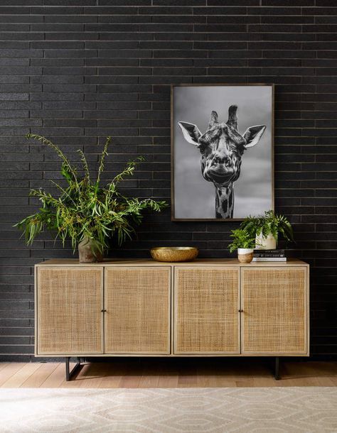 Lulu & Georgia Hannah Sideboard, Natural Cane Sideboard, Giraffe Wall Art, Cane Furniture, Entertainment Console, Iron Hardware, Textures And Tones, Wood Sideboard, Four Hands, Fresh Look