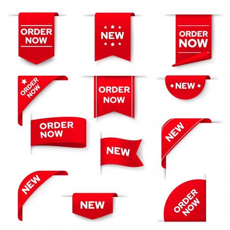 Order now red banners, web elements set ... | Premium Vector #Freepik #vector #background #logo #banner #ribbon It Banner Design, Order Now Logo, Banner Logo, Banner Red And Black, Red Canva Elements, Red Divider Png, Red Social Media Design, Rainy City, Website Illustration