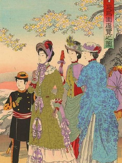 Victorian Europe’s influence on Japanese Fashion Japan Clothing, Meiji Restoration, Taisho Era, Meiji Era, Japan Outfit, Japanese History, Japanese Artwork, Meiji Period, Japanese Textiles