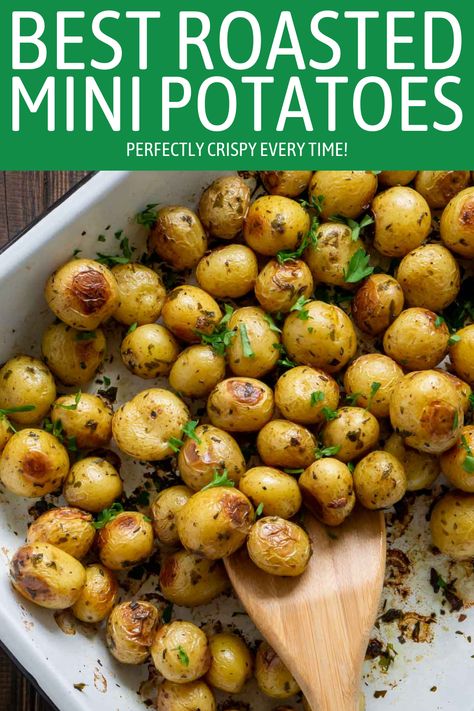 Steak And Mini Potatoes, Baking Mini Potatoes In Oven, Quick Mini Potato Recipe, Mini Potatoes Crockpot, Small Gourmet Potatoes, Mini Potato Medley Recipe, Best Roasted Mini Potatoes, Mini Potato Recipes Side Dishes, Cooking Mini Potatoes