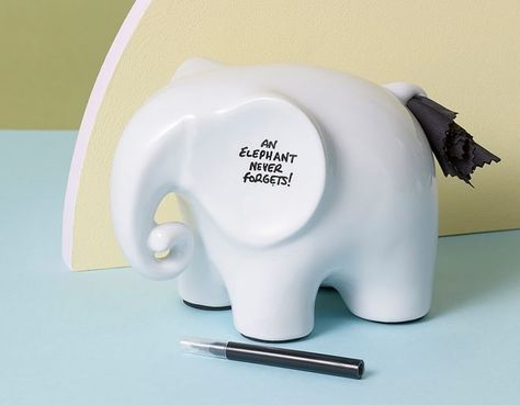 Cool 13cm white elephant with a dry-erase surface for memos and messages. Desk Accessories For Women, Cute Office Decor, Elephants Never Forget, Ceramic Elephant, Cute Office, Desk Tidy, Desk Accessories Office, Red Candy, Memo Board