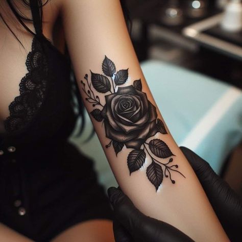 Chinese Tattoo Cover Up Ideas, Black And Grey Feminine Tattoo, Goth Roses Tattoo, Black And Grey Roses Tattoo, Womens Cover Up Tattoos, Pretty Skull Tattoos For Women Beautiful, Hand Tattoo Coverup, Cover Up Arm Tattoos For Women, Forearm Tattoo Cover Up Women