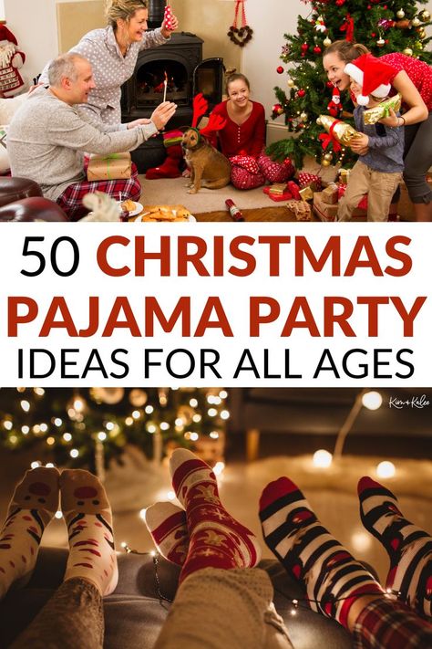 Pancakes Pajamas Christmas Party, Christmas Morning Party Theme, Xmas Pajama Party Ideas, Holiday Pajama Party Ideas, Pancakes And Pajamas Christmas Party, Christmas Eve Pajama Party, Christmas Pjs Party Ideas, Girls Christmas Pajama Party, Pajama Party Games For Adults