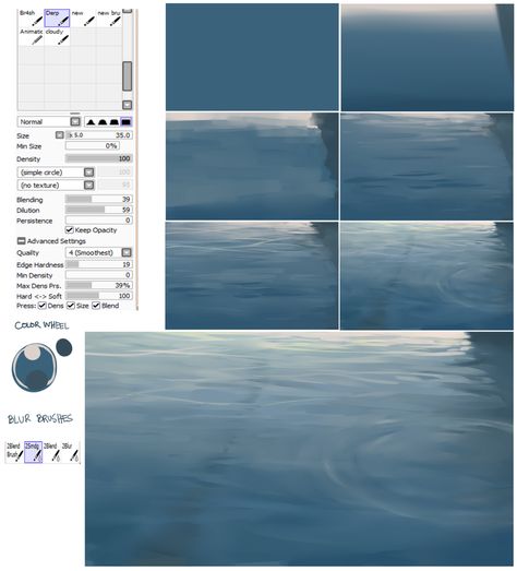 Water Surface Process Tutorial by Hews-HacK on DeviantArt Medibang Tips, Black Diary, Background Tutorial, Background Animation, Digital Painting Techniques, Water Drawing, Water Surface, Water Art, Digital Painting Tutorials