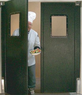 The Pro Tuff Commercial swinging door systems will enhance the appearance of any decor. Using advanced polymers and engineering, we have created a rugged, attractive medium duty walk-through traffic door system. This door is widely used in Restaurants, Supermarkets, Office and Retail environments. Kitchen Door Restaurant, Restaurant Kitchen Door, Kitchen Door Ideas, Rustic Window Treatments, Restaurant Door, Steel Restaurant, Catering Kitchen, Sliding Door Window Treatments, Commercial Doors