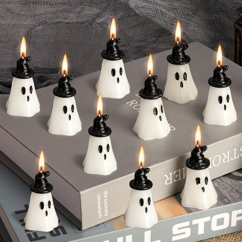 PRICES MAY VARY. What you get: You will recieve 20 pieces of Halloween witch hat ghost candles in the package totally, and sufficient quantity can meet your holiday needs.They added infinite imagination to Halloween night. Compact size: Halloween unscented ghost candle is 2 x1.1 inches in size and not only easy to place, but also save space. Whether it is placed in the center of the dining table or the edge of the window. It can blend into the environment easily as a delicate small object. Creat Spooky One First Birthday Centerpieces, Ghost Face Party, Halloween Centerpieces For Table, Home Table Decorations, Candles For Halloween, Ghost Candle, Specialty Candles, Ghost Candles, Horror Party