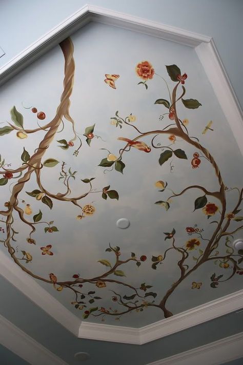 206 best images about Ceiling Ideas on Pinterest | Painted ... Ceiling Painting, Ceiling Murals, Ceiling Art, Faux Painting, Tray Ceiling, Painted Ceiling, The Ceiling, Mural Painting, Mural Art