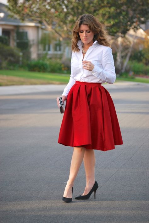 Red plaid skirt