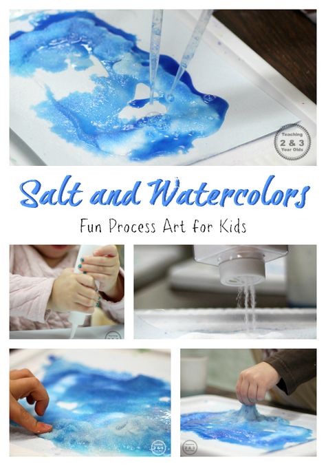 Preschool Painting Activity with Salt, Glue and Watercolors Weather Crafts For Preschoolers, Art Activity For Preschoolers, Painting Preschool, Process Art For Kids, Jill Murphy, Preschool Painting, Activity For Preschoolers, Salt Painting, Preschool Art Projects