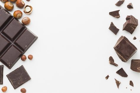 Chocolate bar and pieces copy space Free... | Free Photo #Freepik #freephoto #food #chocolate #space #flat Bakery Background, Chocolate Bar Design, Chocolate Photos, Food Chocolate, Invitation Mockup, Types Of Chocolate, Chocolate Powder, Chocolate Sponge, Chocolate Day