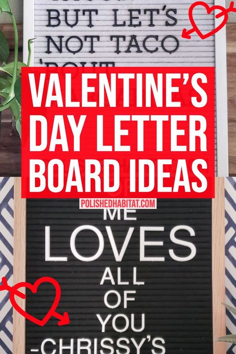 Felt letter board ideas about love, perfect for Valentine's Day. Get a mix of 17 funny and inspirational quotes for your message board whether you want to celebrate your love of a husband, wife, tacos, or coffee this year.    Letter Board Ideas for Valentine's Day | Valentines Letterboard Ideas | Love Quotes for Valentine's Day | Letter board saying for Valentines | Funny Letter Board | Funny Valentines Funny Love Letter Board Quotes, Valentines Word Board, Valentines Letterboard Quotes, Valentine Message Board Quotes, Valentine Message Boards, Valentines Felt Board Quotes, Valentines Day Message Board, Valentine Letter Board Ideas Funny, Valentine’s Day Letter Board