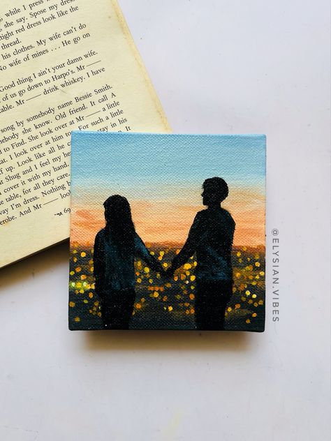 Illustration Art About Love, Lover Paintings Couple, Couples Painting Aesthetic, Couple Painting On Mini Canvas, Cute Love Art Couples, Mini Canvas Love Paintings, Cute Couple Acrylic Painting, Wedding Acrylic Painting, Paintings To Gift Boyfriend