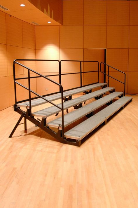 Stage Seating Design, Practice Room, Industrial Stage Design, Stage Stairs Set Design, Music Practice Room, Theater Riser Platform, Stadium Concert Stage Design, Small Live Music Stage Design, Bleacher Seating