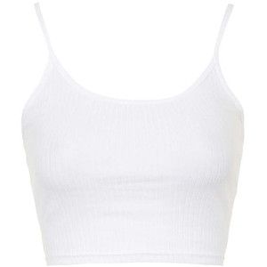 TopShop Cropped Ribbed Cami White Camisole Top, Tank Tops White, Cropped White Shirt, White Cami Tops, Shirts Crop Tops, White Crop Tank, White Crop Top Tank, Shirts Crop, Cotton Camisole