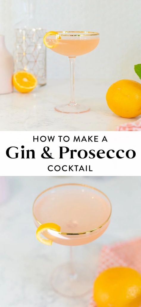 Prosecco Cocktail Recipes, Prosecco Drinks, Easy Gin Cocktails, Cocktails To Make At Home, Gin And Prosecco, Drink Recipies, Cocktail Gin, Clothing Exchange, Prosecco Cocktails