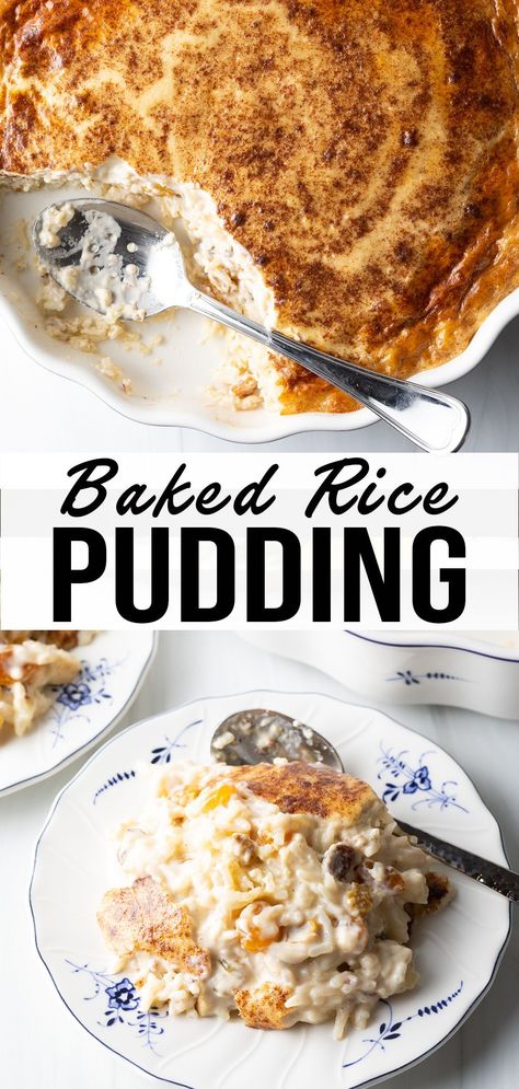 Long Grain Rice Pudding Recipe, Baked Rice Custard Recipe, Easy Rice Pudding With Leftover Rice, Baked Rice Custard Pudding Recipe, Rice Oudding, Easy Baked Rice Pudding, Rice Custard Recipe, Rice Pudding Custard, Cooked Rice Pudding Recipe