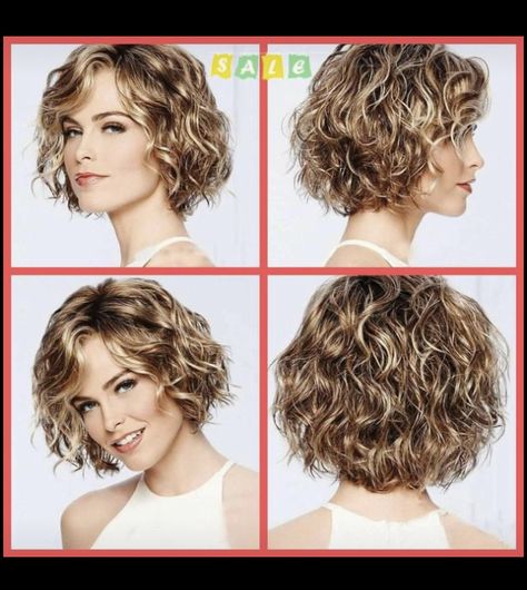 Short Curly Highlights, Highlights Wavy Hair, Short Hair Brown, Curly Highlights, Asymmetrical Bob Haircuts, Elegant Hairstyle, Haircut With Bangs, Corte Bob, Short Curls