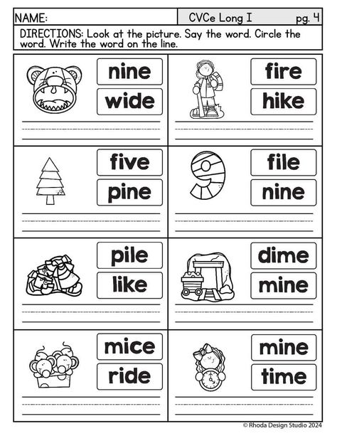 Long I Worksheets: Free CVCe Word Work Silent E Worksheets Free First Grade, Long Vowel I Worksheet, Long Vowel A Worksheets, Vowel Digraphs Worksheets, Long I Worksheets, Cvce Worksheets, Vowels Worksheet, Long Vowel Worksheets, Digraphs Worksheets