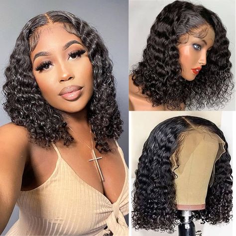 Amazon.com : Healthair Bob Wig Human Hair Deep Wave Lace Front Wig Human Hair Curly Wigs for Black Women Wear and Go Glueless Wig Pre Plucked Frontal Wigs Human Hair 13x4 Frontal Lace wig (10inch, deep bob) : Beauty & Personal Care Human Hair Curly Wigs, Deep Wave Lace Front Wig, Wave Lace Front Wig, Short Curly Bob, 100 Human Hair Wigs, Curly Waves, Wig Human Hair, Short Bob Wigs, Front Lace Wigs Human Hair