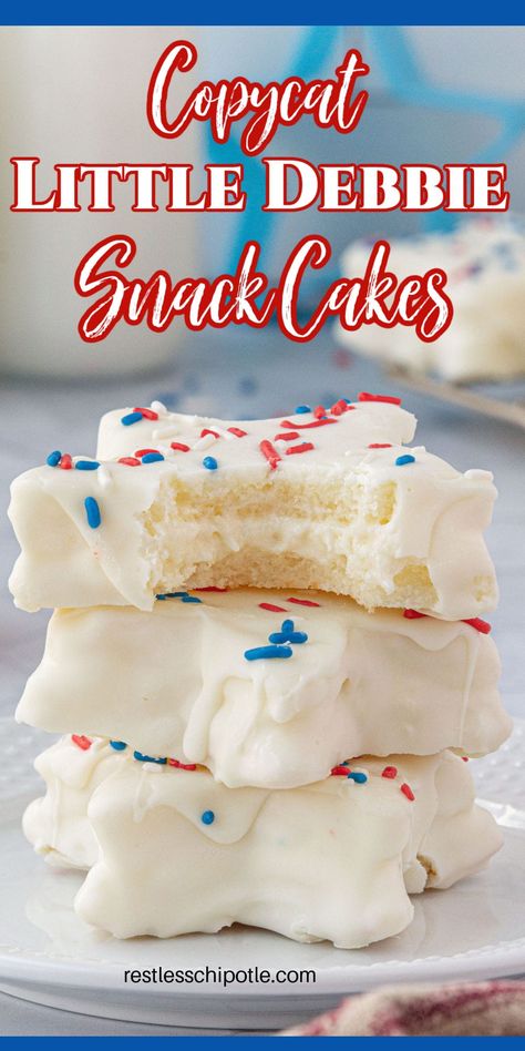 Little Debbie Gluten Free, Copycat Zebra Cakes, Tastykake Copycat Recipes, Homemade Zebra Cakes, Copycat Little Debbie Recipes, Homemade Snack Cakes, Copycat Snack Recipes, Homemade Little Debbie Snacks, Heavenly White Snack Cake