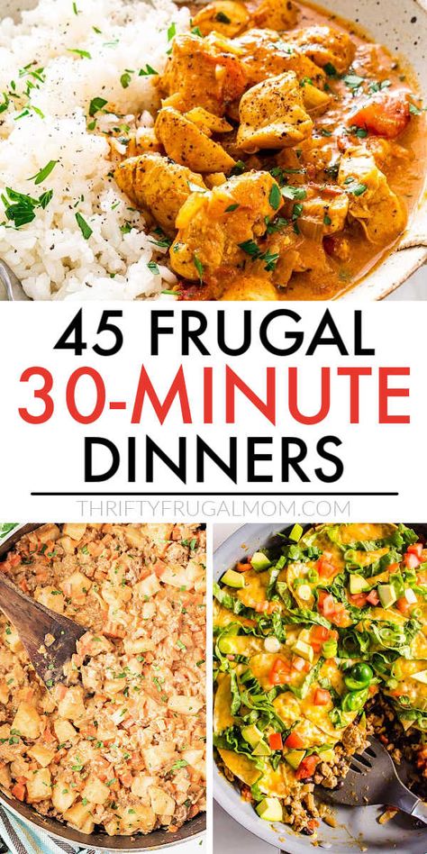 30 Minute Meals Easy, 30 Min Meals, 30 Minute Dinners, Cheap Easy Meals, Dinner On A Budget, Cheap Dinner Recipes, Fast Dinners, Cheap Dinners, Frugal Meals