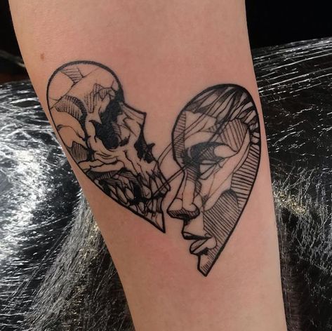 Close Friend Tattoos, Crazy Love Tattoo, Hole In Heart Tattoo, Heart On Sleeve Tattoo Ideas, Love Inspired Tattoos, The Lover Tattoo, Dark Romantic Tattoo, Two Souls Tattoo, Heartless Tattoo For Women