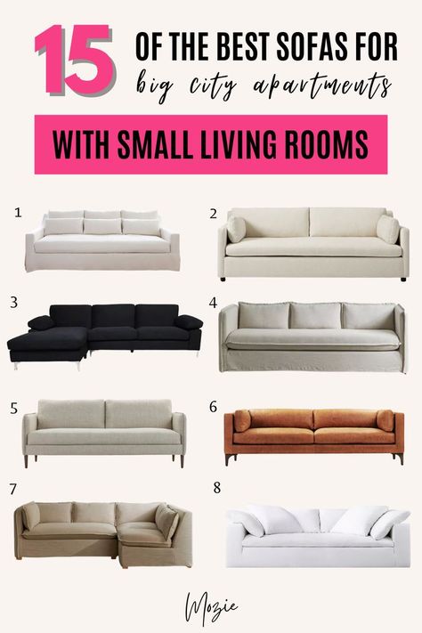 These are the best small living room sofas! There are sofas for every budget! Click the link to shop all the small apartment sofas! Couches For Small Apartments, Washroom Design Ideas, Small Apartment Living Room Layout, Small Couches Living Room, Best Couches, Small Apartment Couch, Apartment Living Room Layout, Trendy Sofa, Small Apartment Sofa