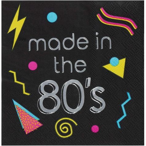 Throwback Party, Made In The 80s, 80s Theme Party, 80s Theme, 80s Party, Printed Napkins, Party Napkins, Party Guests, Silver Foil