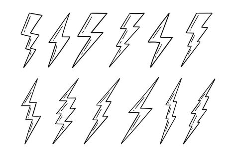 Lightning Bolt Stick And Poke, Lightning Bolt Doodle, Lightning Line Art, Simple Lightning Bolt Tattoo, Lightning Bolt Vector, Lightning Bolt Outline, Doodle Lightning, Lightning Doodle, Lightnight Bolt