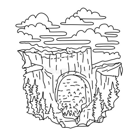 Bryce Canyon Tattoo, Canyon Drawing, Line Art Drawing, Natural Bridge, Bryce Canyon National Park, Utah National Parks, Bryce Canyon, Drawing Easy, Line Illustration