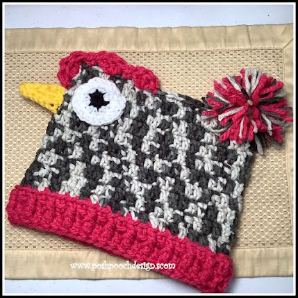 Chicken Hat Crochet Pattern By Sara Sach Crochet Chicken Beanie Free Pattern, Crochet Chicken Hat Pattern Free For Chickens, Crochet Hat For Chicken Pattern Free, Crochet Chicken Hat Pattern Free, Silly Crochet Hats, Crochet Chicken Hat Pattern, Chicken Hat Crochet Pattern, Chicken Hat Pattern, Crochet Chicken Hat