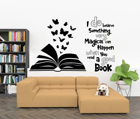 Book Quote Kids Wall Decal Books Quote Reading Room Library | Etsy Bookshelves Vintage, Bedroom Gamer, Book Decorations, Decor Bookshelves, Books Wall, Gym Wall Decal, Books Lover, Reading Books Quotes, Reading Wall