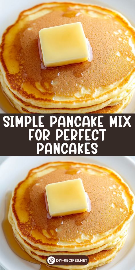 Keep it simple with this pancake mix recipe! It’s easy to prepare and makes the perfect base for light and fluffy pancakes. Low Ingredient Pancakes, Easy Homemade Pancakes Recipe, Easy 3 Ingredient Pancakes, Pancake Mix No Eggs, Easy Pancake Breakfast Ideas, Best Pancake Mix Recipe, Made From Scratch Pancakes, Recipe For Pancakes Easy, Muffin Pancakes Recipes