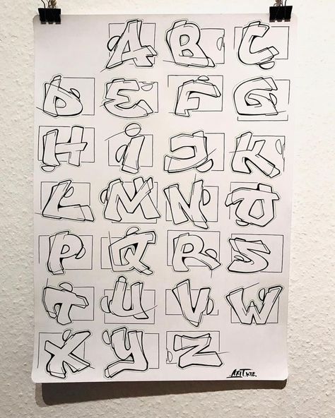 Graffiti Alphabet Styles, Graffiti Lettering Alphabet, Graffiti Art Letters, Lettering Styles Alphabet, Graffiti Letters, Alphabet Style, Desain Buklet, Graffiti Words, Graffiti Lettering Fonts