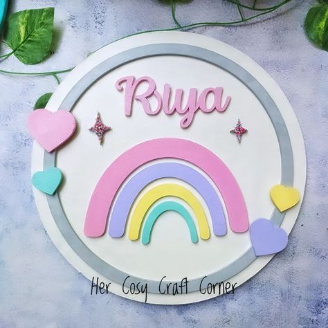 🌻𝗛𝗮𝗽𝗽𝗶𝗻𝗲𝘀𝘀 𝗛𝗼𝗺𝗲𝗺𝗮𝗱𝗲 🌻 Made these three kids' room name boards on order in shades of pastels for the girls and in adventure theme for a boy. 💐Let's spread happiness at week 143 of @happinesshomemadetour. Our tour is open for all home decor/diy/flatlay/garden/food/art&craft/product for small business accounts and runs every 𝗧𝗨𝗘𝗦𝗗𝗔𝗬 💐 ⭐We DO NOT accommodate any PRIVATE accounts.⭐ 🌸Team happiness homemade 🌸 @my.decor.palette @noveltyandinspire @homedecorbyarathi @home_heavenofmyeyes 🌈 Lotte... Name Plates For Home Diy, Name Plates For Home, Adventure Theme, Door Signs Diy, Diy Paper Crafts Decoration, Craft Corner, Art Party, Diy Signs, Three Kids