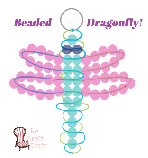 Beading dragonfly pattern Pony Bead Animals, Free Beading Patterns, Pony Bead Projects, Dragonfly Pattern, Diy Kandi Bracelets, Pony Bead Crafts, Beaded Dragonfly, Pony Bead Patterns, Bracelet Craft Diy