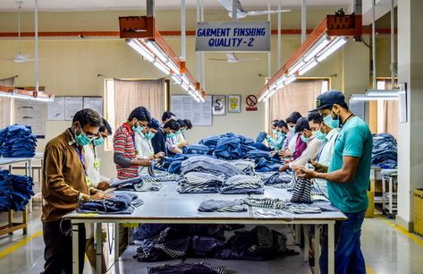 garment finishing section Garment Factory Design, Factory Layout, Advertising Clothing, Sewing Factory, Overlock Machine, Textile Manufacturing, Leather Embroidery, Kabinet Dapur, Process Flow