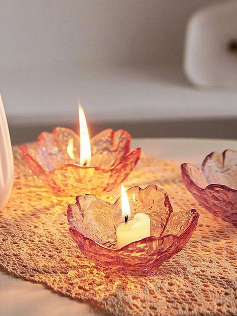 Free Returns ✓ Free Shipping On Orders $49+ ✓. 1pc Cherry Blossom Shaped Candle Holder- Candles & Holders at SHEIN. Candlestick Crafts, Lotus Flower Candle Holder, Lotus Flower Candle, Candle Holder Crafts, Geometric Candles, Tafel Decor, Modern Candle Holders, Flower Candle Holder, Crystal Candle Holder