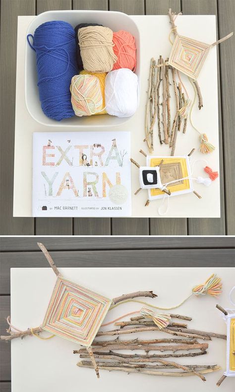 10 CLEVER YARN PROJECTS Extra Yarn Book Activities, Stick Weaving, God's Eye Craft, Hello Wonderful, Yarn Crafts For Kids, Easy Yarn Crafts, Thanksgiving Crafts Preschool, God's Eye, Playful Learning