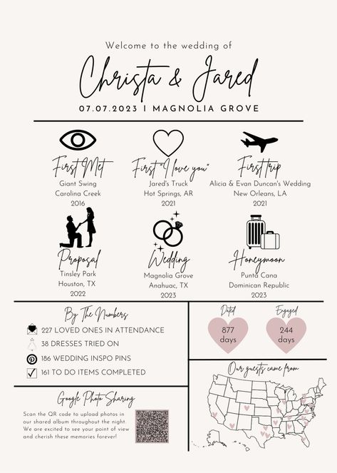 Wedding Infographic Program, Wedding Program Examples, Reception Program, Wedding Reception Program, Fun Wedding Programs, Wedding Timeline Template, Wedding Infographic, Art App, Wedding Programs Template