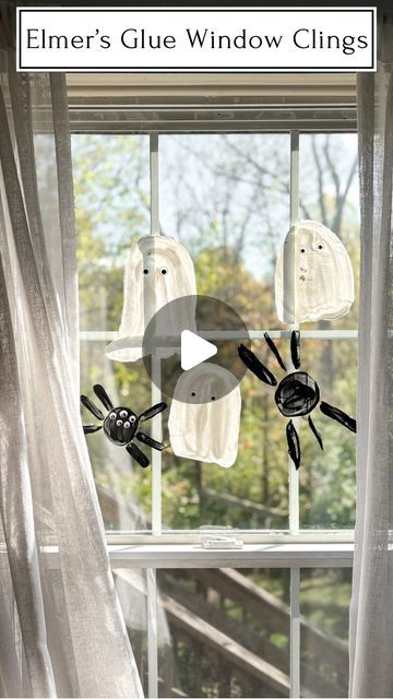 Kelly Oester - your new DIY mom friend on Instagram: "DIY Window Clings 👻🦇
... and you might even have the supplies already! 

You will need:
3 tbsp Elmer's Glue
A few drops of dish soap 
1/2 to 1 tbsp Crayola Washable Paint 
[white for ghost, black for spider]
Paint Brushes
Clear Binder Sleeve 
Googly Eyes 
‼️HACK: draw outline of the shape on a white piece of paper and slip inside of sleeve for younger kids to 'color in' or trace! 

How to:
Combine Elmer's Glue, Dish Soap, and Paint. Mix. 
Using paint brushes, draw designs on clear sleeve. 
Place googly eyes directly onto picture. 
Allow to dry for a complete 24 hours. 
Peel and stick to windows! 

✨Tips: paint a not too heavy but not too thin of a layer.; a happy medium. They work best if you leave it in place after you first stick it Diy Window Clings, Clear Binder, Draw Outline, Outdoor Christmas Decoration Ideas, Outdoor Decoration Ideas, Diy Mom, Paint White, Elmer's Glue, Mom Friend