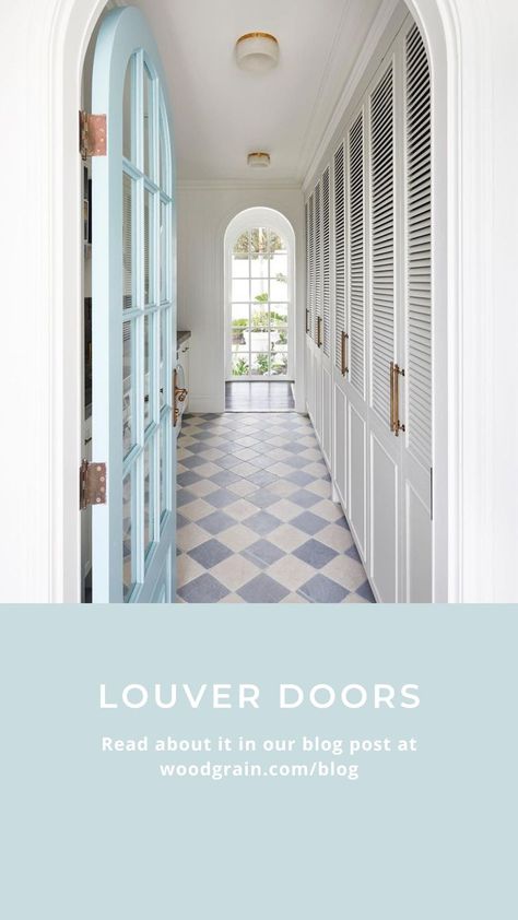 Louvre Doors Kitchen, Coastal Closet Doors, Luver Doors Ideas, Louver Doors Ideas, Louvered Door Ideas, Louvered Bifold Doors, Louvre Shutters, Louver Doors, Interior Door Color