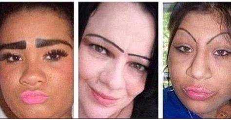 It makes me sad that this happens. Yikes. Ugly Eyebrows, Eyebrow Fails, Make Up Fails, Funny Eyebrows, Crazy Eyebrows, Bad Eyebrows, Makeup Fails, Bad Makeup, How To Draw Eyebrows