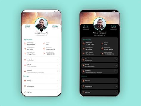 Profile Screen Mobile Ui, User Profile Ui Design Mobile App, App Profile Design, Profile Page Ui Mobile, Profile Ui Mobile, Profile Card Ui, Profile App Ui, Profile Page Ui, App Design Profile