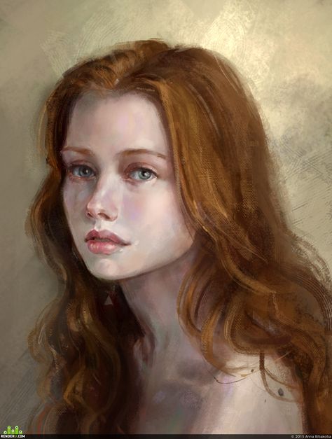 Anna Ribakova. Redhead Digital Painting, Red Hair, A Woman, Wattpad, Red, Hair, Blue