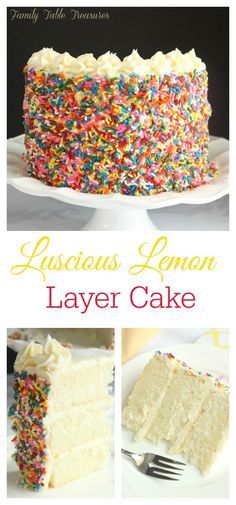 Lemon Birthday Cakes, Lemon Layer Cake, Lemon Birthday, 3 Layer Cakes, Lemon Layer Cakes, Lemon Cream Cheese Frosting, Lemon Cake Recipe, Lemon Pie, Family Table