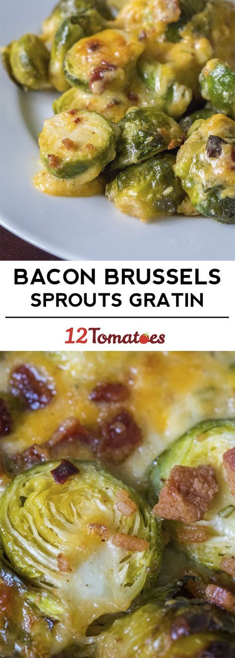 Bacon Brussels Sprouts Gratin Crockpot Brussel Sprouts, Brussel Sprouts With Pancetta, Brussel Sprout Casserole, Easy Chicken Enchilada Casserole, Bacon Brussels Sprouts, Brussels Sprouts Gratin, Bacon Casserole, Yummy Vegetable Recipes, Bacon Brussel Sprouts