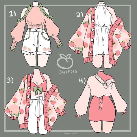 Gacha Outfit Inspiration, Which Core Outfits, Female Drawing Clothes, Fancy Poses Reference Drawing, Clothing Art Ideas, Chibi Clothes Outfit, Character Clothing Ideas, Spring Eladrin, Beautiful Dress Drawing